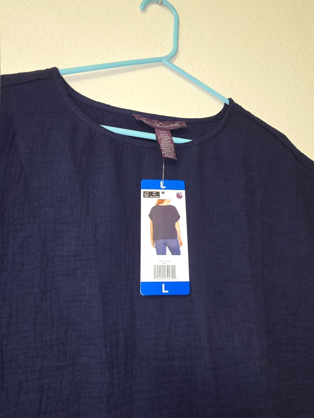 Navy Short-Sleeve Relaxed Crewneck Top